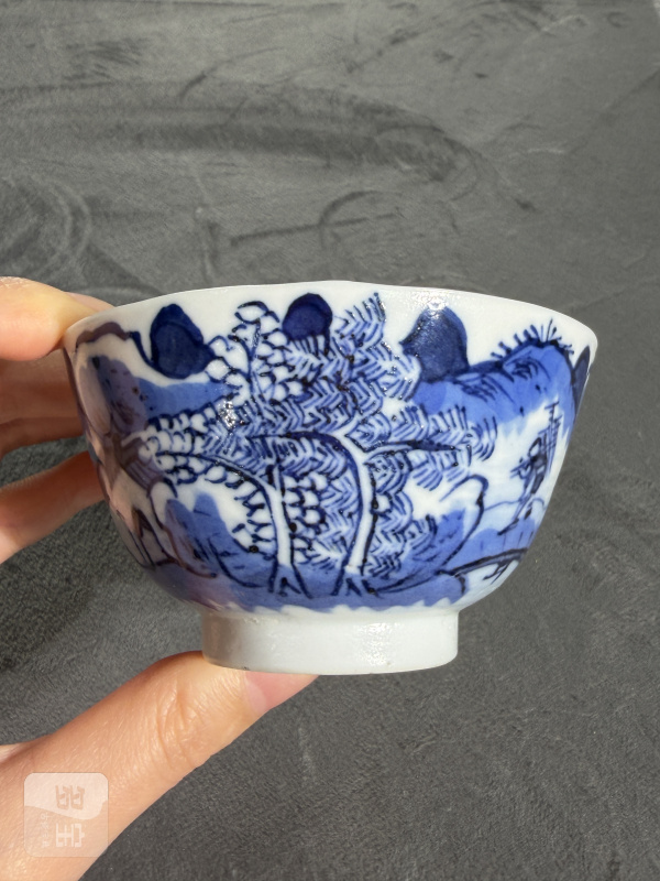 清晚期青花寒江独钓纹杯 - 图4